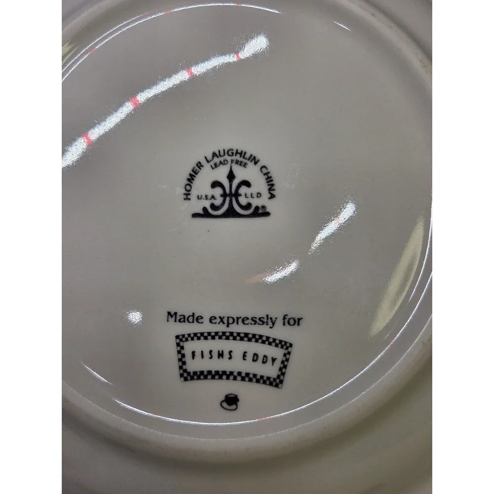 Homer Laughlin Fishs Eddy Hamburger Chu Chu Train Pattern Plate & Bowl Rare Set